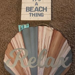 Two Piece Beach Decor Signs House It’s A Beach Thing And Shell Relax New Coastal